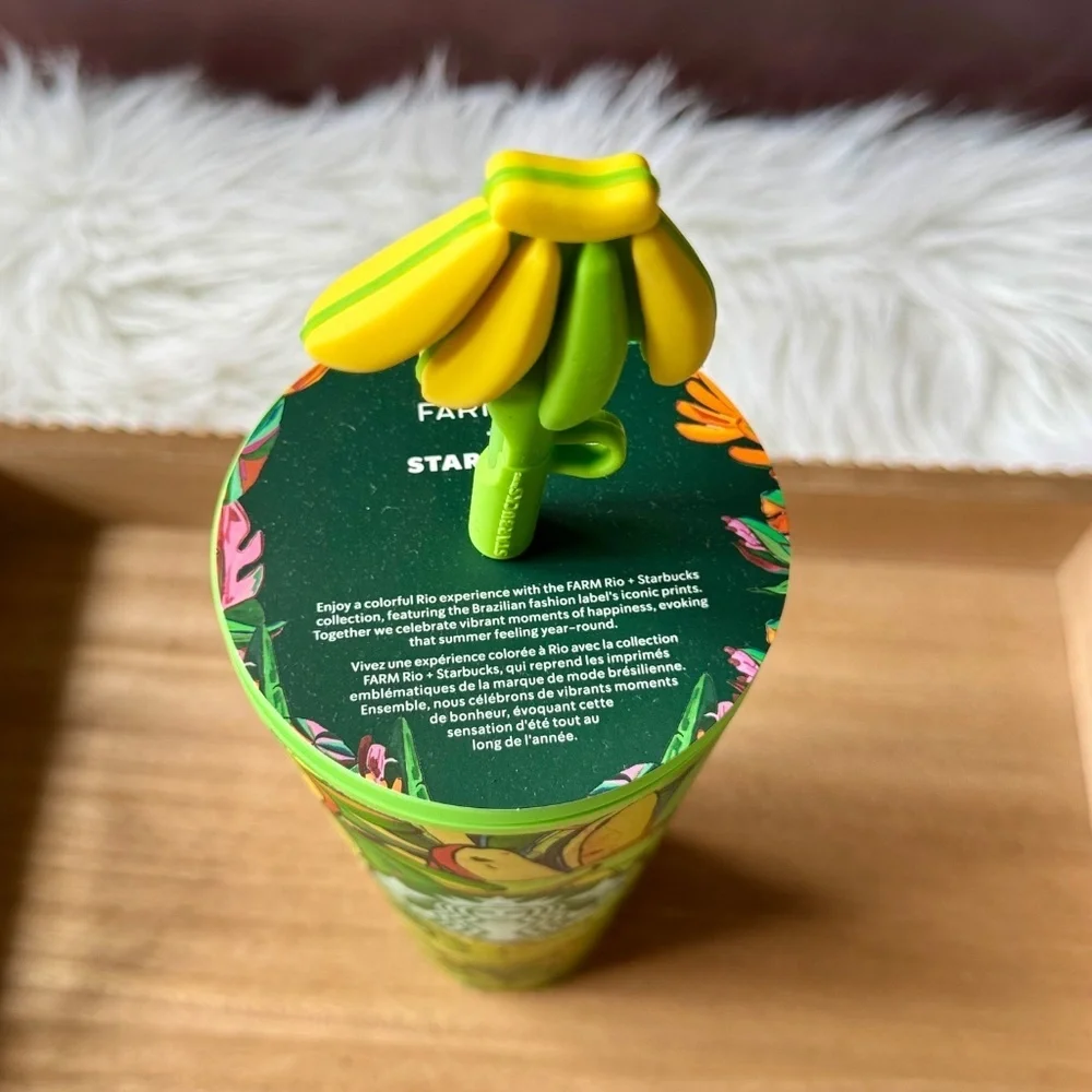 Starbucks Farm Rio Banana‎ Leaf Tumbler 24oz Limited Edition with Straw Topper